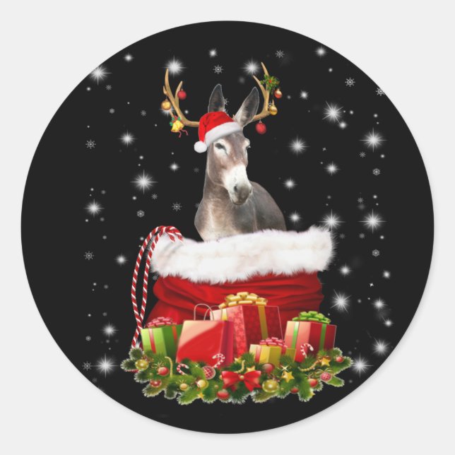 Adesivo Donkey Lover Gift | Feliz Donkey Feliz Natal (Frente)