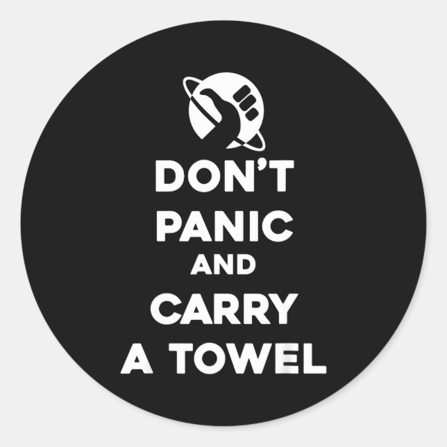 Adesivo Don't Panic And Carry A Towel - Towel Day May 25th (Frente)