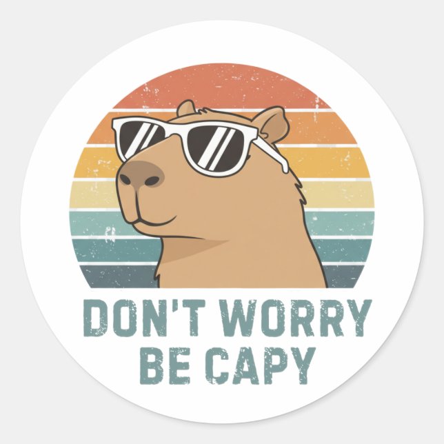Adesivo Dont Worry Be Capy Funny Retro Capybara (Frente)
