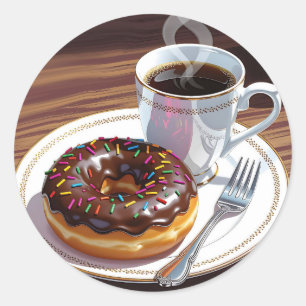Adesivo Donut com Cobertura de Chocolate e Café 