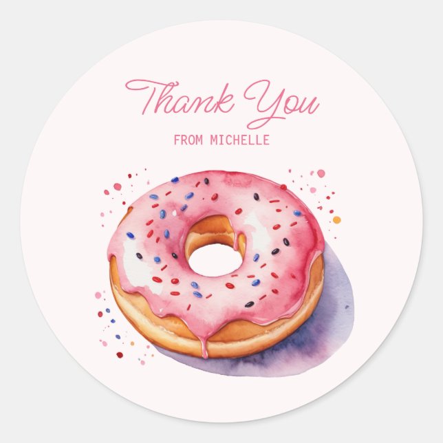 Adesivo Donut de Aquarela Personalizado  (Frente)