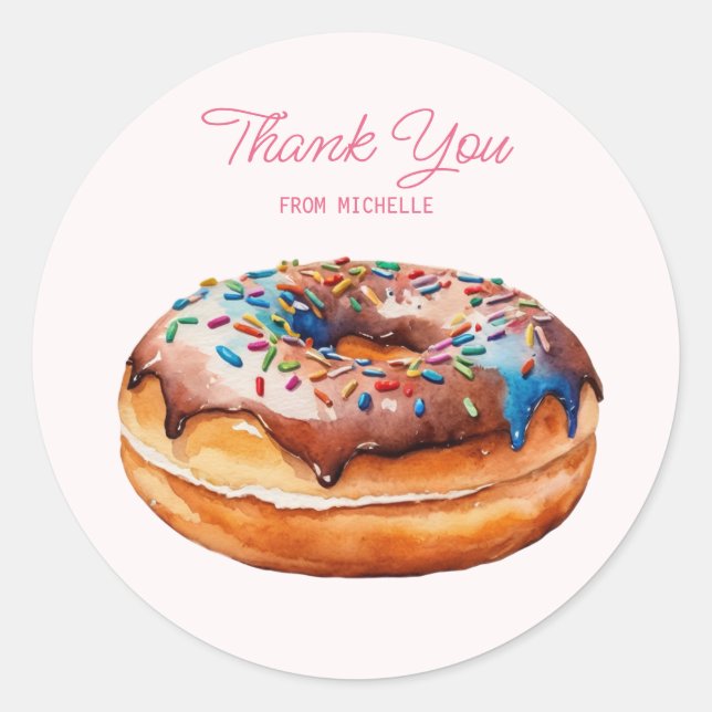 Adesivo Donut de Aquarela Personalizado (Frente)