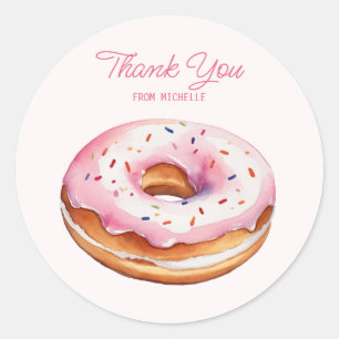 Adesivo Donut de Aquarela Personalizado