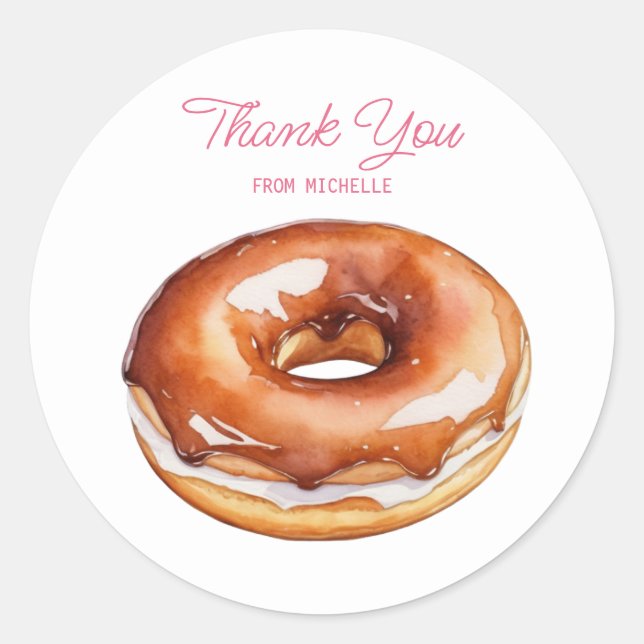 Adesivo Donut de Aquarela Personalizado (Frente)