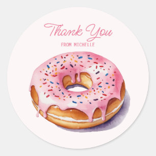 Adesivo Donut de Aquarela Personalizado