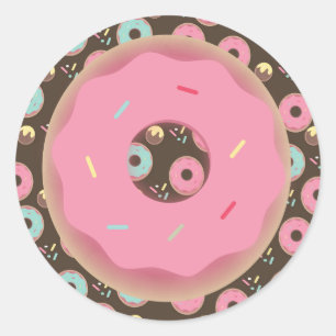 Adesivo Donut de Chocolate 3D Rosa com Glacê e Confeitos R