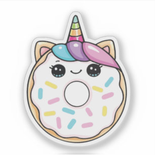 Adesivo Donut de unicórnio Kawaii
