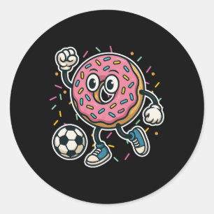 Adesivo Donut Engraçado Jogando Futebol Comida Esportes Do