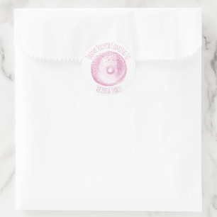 Adesivo Donut Rosa com Purpurina Aquarela Mão Desenhada Fe