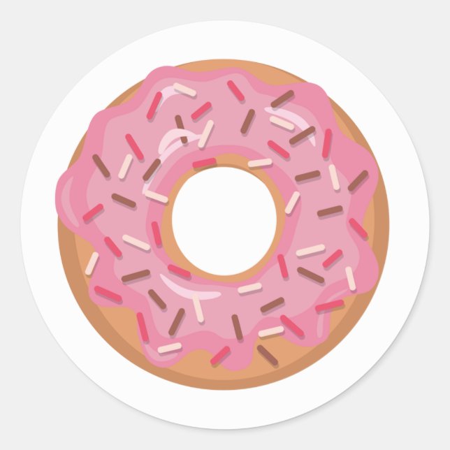 Adesivo Donut Rosa Gelado Com Confeitos (Frente)