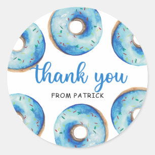 Adesivo Donuts azuis em aquarela Obrigado pelo aniversário
