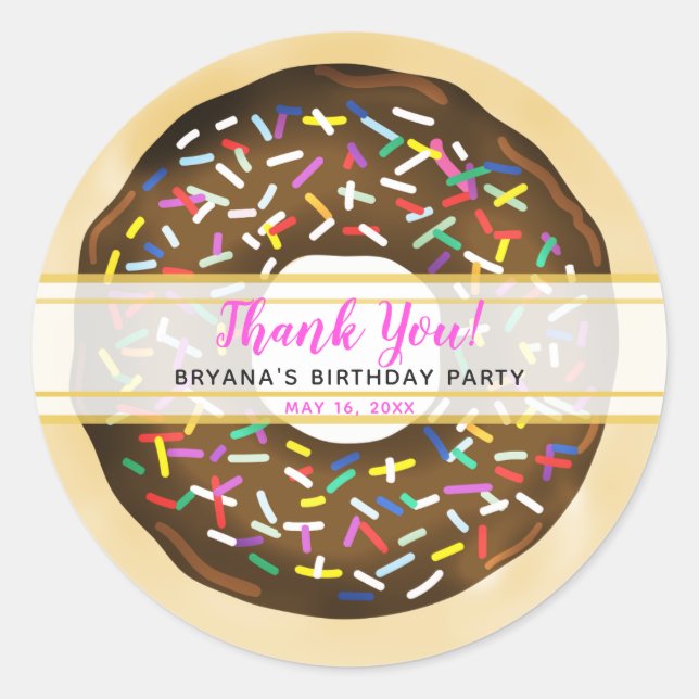Adesivo Donuts de Chocolate com Confetes de Aniversário (Frente)