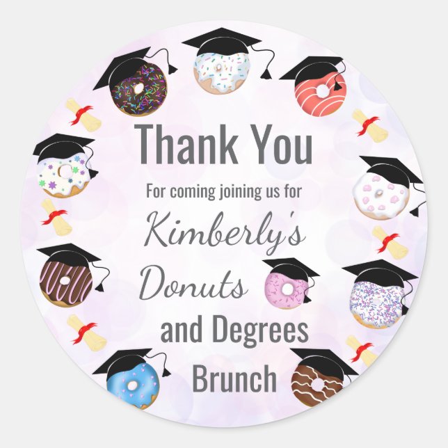 Adesivo Donuts e Diplomas Brunch de Formatura Agradeciment (Frente)