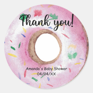 Adesivo Donuts rosa em aquarela obrigado
