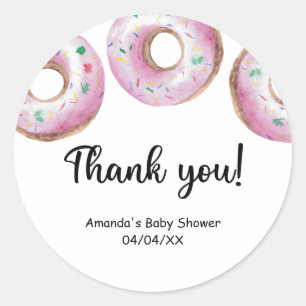 Adesivo Donuts rosa em aquarela obrigado