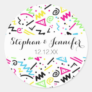 Adesivo Doodle amarelo azul verde cor-de-rosa de néon dos