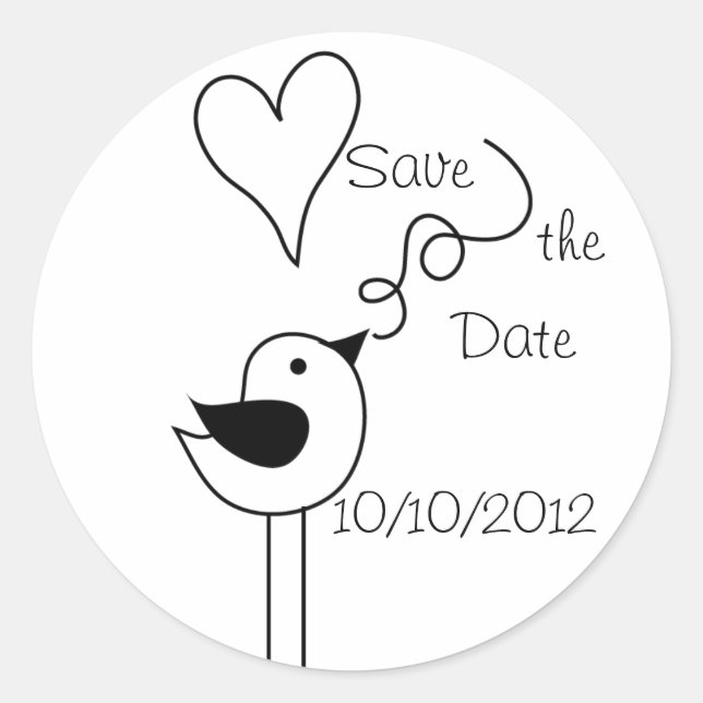Adesivo Doodle Bird-Save the Date Stickers (Frente)