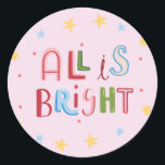 Adesivo Doodle Colorful All is Bright Christmas Card<br><div class="desc">Acelere a temporada com nossa vibrante e divertida Coleção de Feriados do Doodle, apresentando uma mistura viva de cartões de natal, etiquetas de presentes e presentes únicos. Cada item nesta coleção apresenta cheio colorido, puxado à mão, de alegria festiva, perfeito para espalhar alegria aos amigos e à família. Quer você...</div>