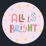 Adesivo Doodle Colorful All is Bright Christmas Card<br><div class="desc">Acelere a temporada com nossa vibrante e divertida Coleção de Feriados do Doodle, apresentando uma mistura viva de cartões de natal, etiquetas de presentes e presentes únicos. Cada item nesta coleção apresenta cheio colorido, puxado à mão, de alegria festiva, perfeito para espalhar alegria aos amigos e à família. Quer você...</div>