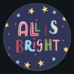 Adesivo Doodle Colorful All is Bright Christmas Card<br><div class="desc">Acelere a temporada com nossa vibrante e divertida Coleção de Feriados do Doodle, apresentando uma mistura viva de cartões de natal, etiquetas de presentes e presentes únicos. Cada item nesta coleção apresenta cheio colorido, puxado à mão, de alegria festiva, perfeito para espalhar alegria aos amigos e à família. Quer você...</div>