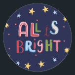 Adesivo Doodle Colorful All is Bright Christmas Card<br><div class="desc">Acelere a temporada com nossa vibrante e divertida Coleção de Feriados do Doodle, apresentando uma mistura viva de cartões de natal, etiquetas de presentes e presentes únicos. Cada item nesta coleção apresenta cheio colorido, puxado à mão, de alegria festiva, perfeito para espalhar alegria aos amigos e à família. Quer você...</div>