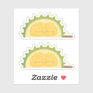 Adesivo Doodle de Fruta Durião Fofa Abraçando Sementes