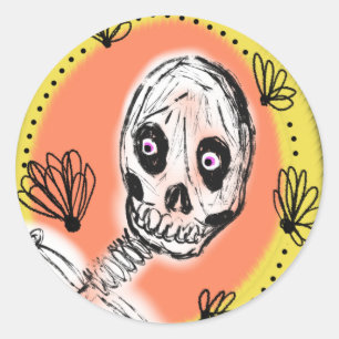 Adesivo Doodle de Halloween de Esqueleto Sinistro