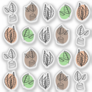 Adesivo Doodle de Planta Abstrata