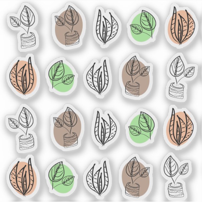Adesivo Doodle de Planta Abstrata (Frente)
