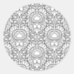 Adesivo Doodle do teste padrão da pena do pavão