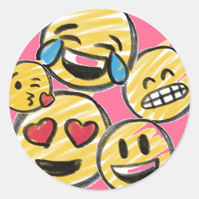 Adesivo Doodle Emoji Cartoon Adolescente Teen Birthday (Frente)