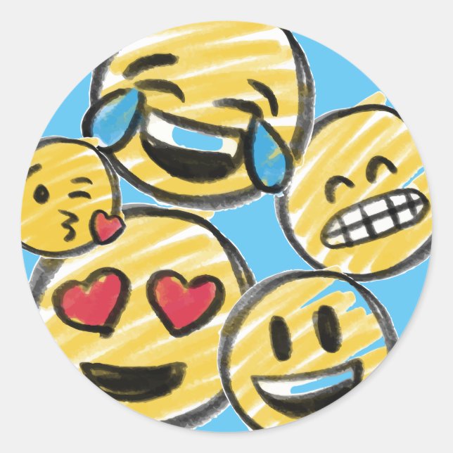 Adesivo Doodle Emoji Cartoon Adolescente Teen Birthday (Frente)