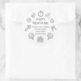 Adesivo Doodles Black text New Year Party Thank you 