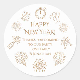 Adesivo Doodles Gold text New Year Party Thank you 