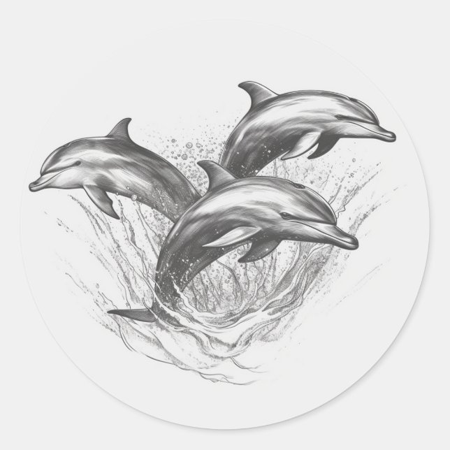 Adesivo Dophin Group Black and White Stencil Art (Frente)