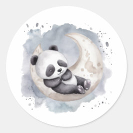 Adesivo Dormir Aquarela Crescente Lua Bebê Panda