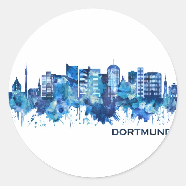 Adesivo Dortmund Alemanha Skyline Blue (Frente)