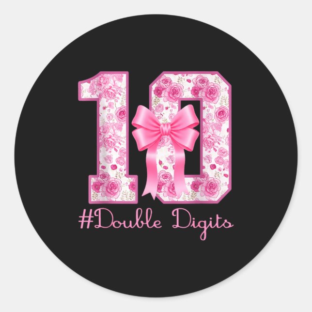 Adesivo Double Digits 10th Birthday Girl Nk Coquette Bow 1 (Frente)