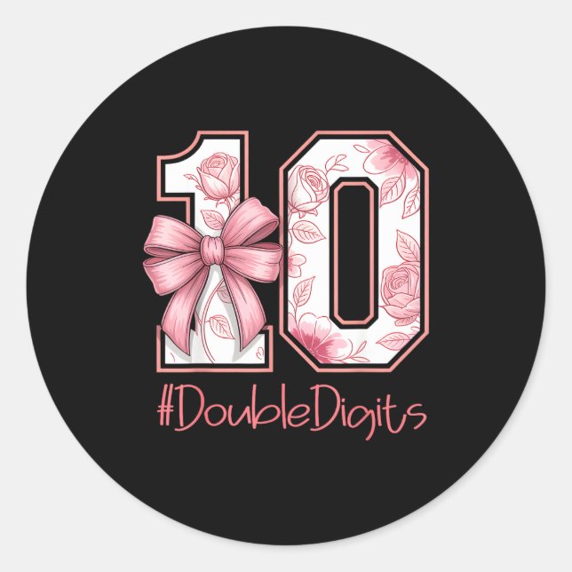 Adesivo Double Digits Birthday Girl 10th Nk Coquette Bow F (Frente)