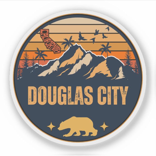 Adesivo Douglas City, Califórnia (Frente)