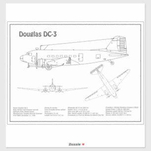 Adesivo Douglas DC-3 - Planos de desenho de avião em Bluep