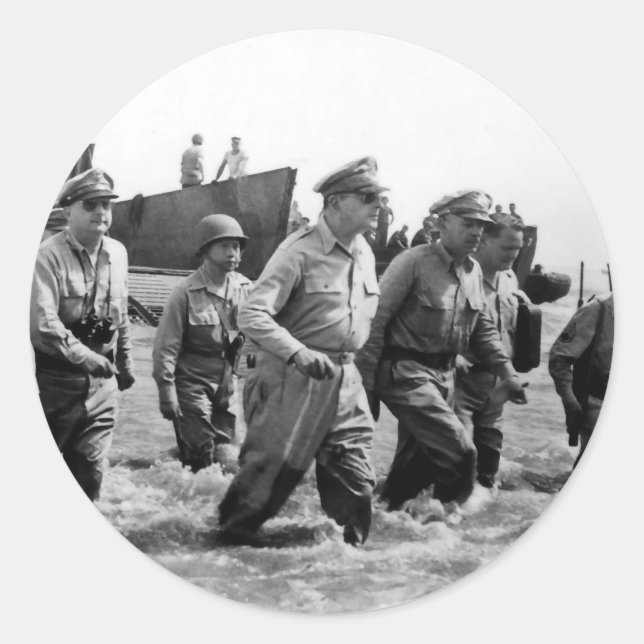 Adesivo Douglas MacArthur pousa na Ilha Leyte Philippine (Frente)
