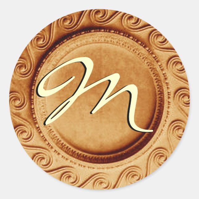 Adesivo Dourada Arte Deco Casamento Monograma M Sticker (Frente)