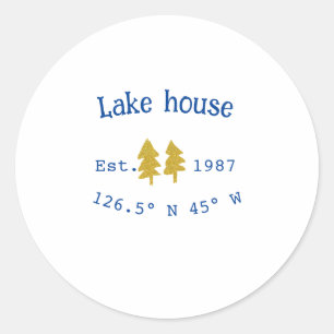 Adesivo Dourada árvore azul lake house adiciona coordenada