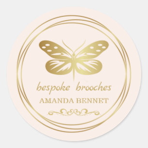 Adesivo Dourada borboleta, designer de frame de círculo