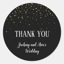 Adesivo Dourada Caligrafia Confetti|Black Obrigado Favor