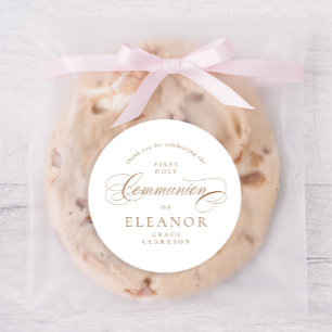 Adesivo Dourada caligrafia Elegante Primeira Comunhão Obri