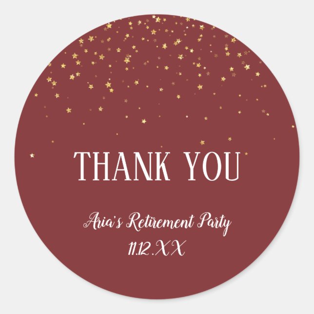 Adesivo Dourada Confetti na Borgonha Obrigado por (Frente)