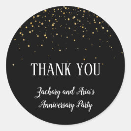 Adesivo Dourada Confetti no Aniversário Negro Obrigado