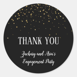 Adesivo Dourada Confetti no Noivado Negro Obrigado por